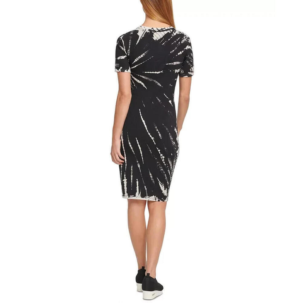 New DKNY Women's Sport Tie Dyed T Shirt Dress Black/White, Size: X-Small - Picture 2 of 3